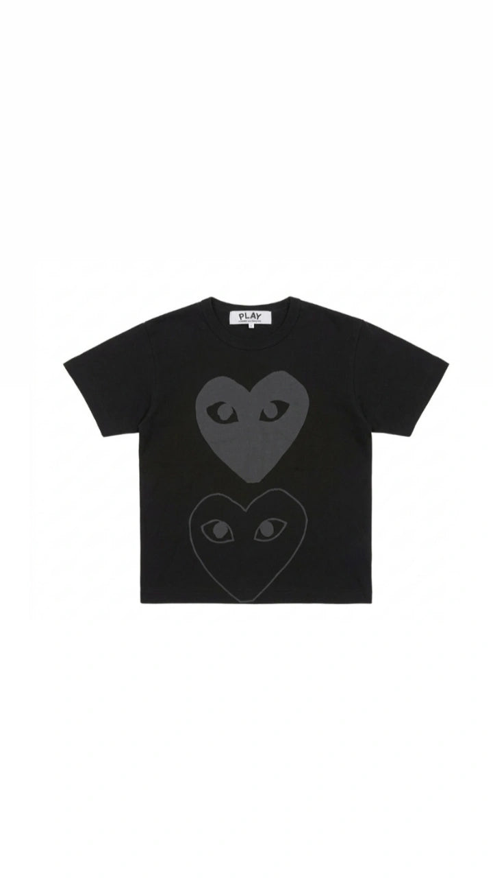 Play Comme des Garçons Black Double Hearts (Grey/Outline)