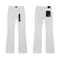 Purple Brand White Paint Splatter Distressed Flared Jeans