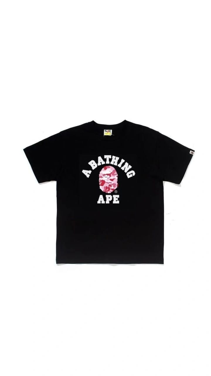 BAPE Pink Camo College Ape Head Tee (Black)